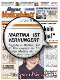 Neues Volksblatt, 26. Mai 2004 – verhungerte eierkonsumierende 'Veganerin'